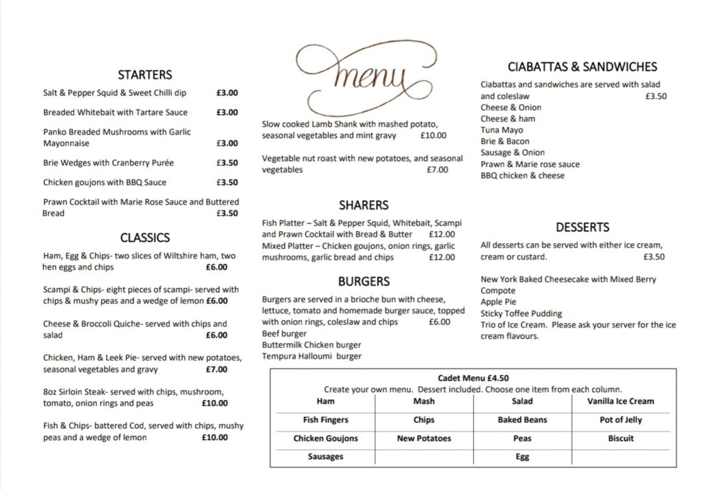 thorpe bay yacht club menu